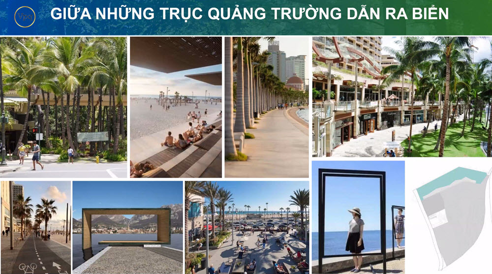 Cảnh quan giữa những trục quảng trường The Avenue dẫn ra biển