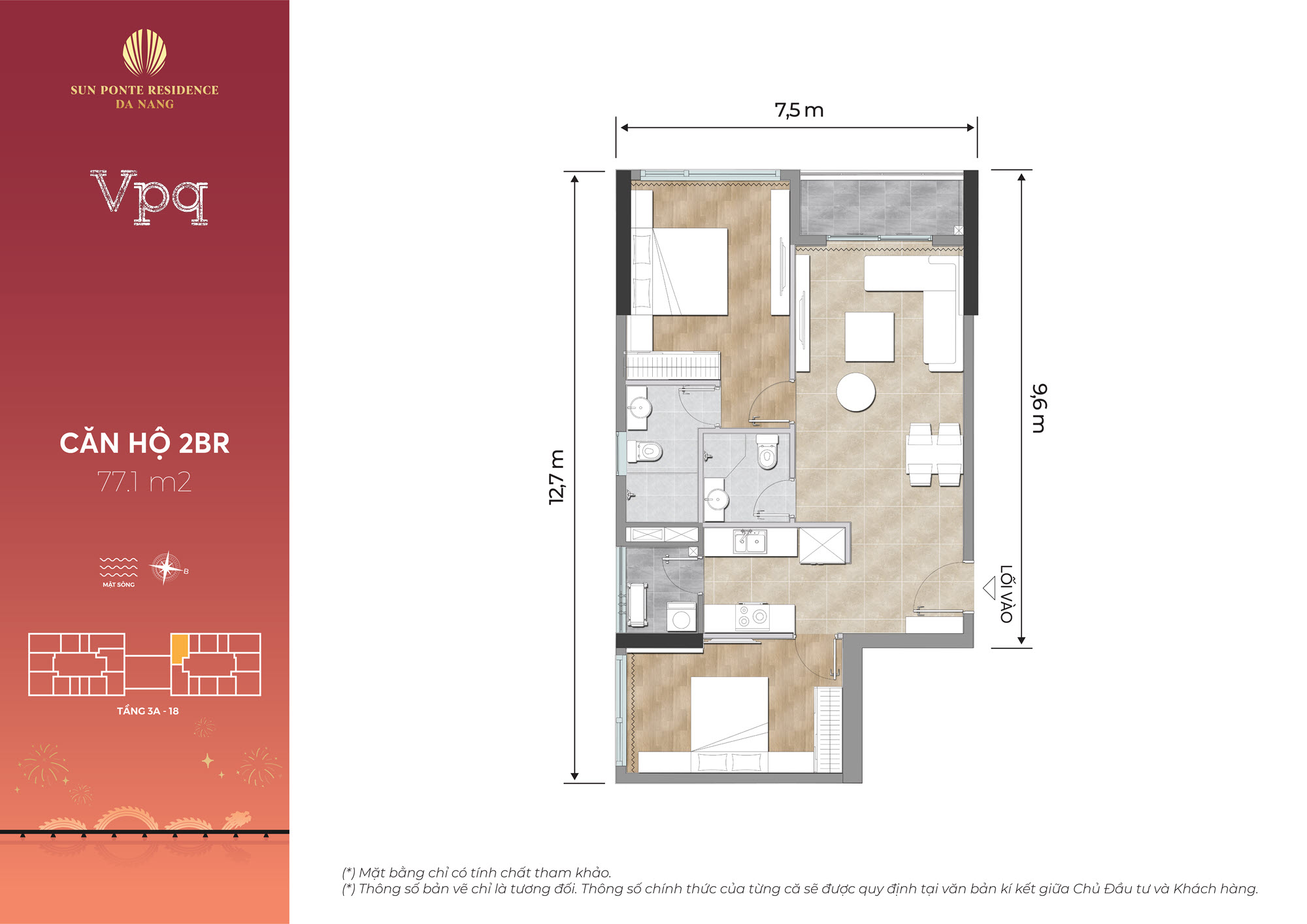 Căn hộ 2 phòng ngủ Sun Ponte Residence Da Nang