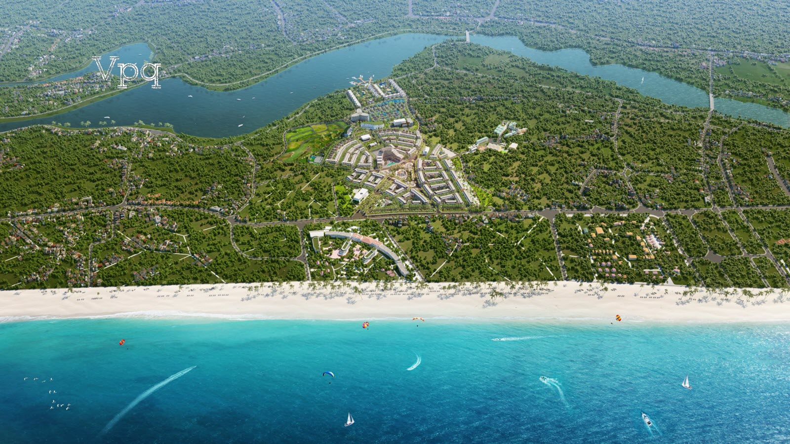 Phối cảnh dự &aacute;n La Queenara Hội An hướng biển