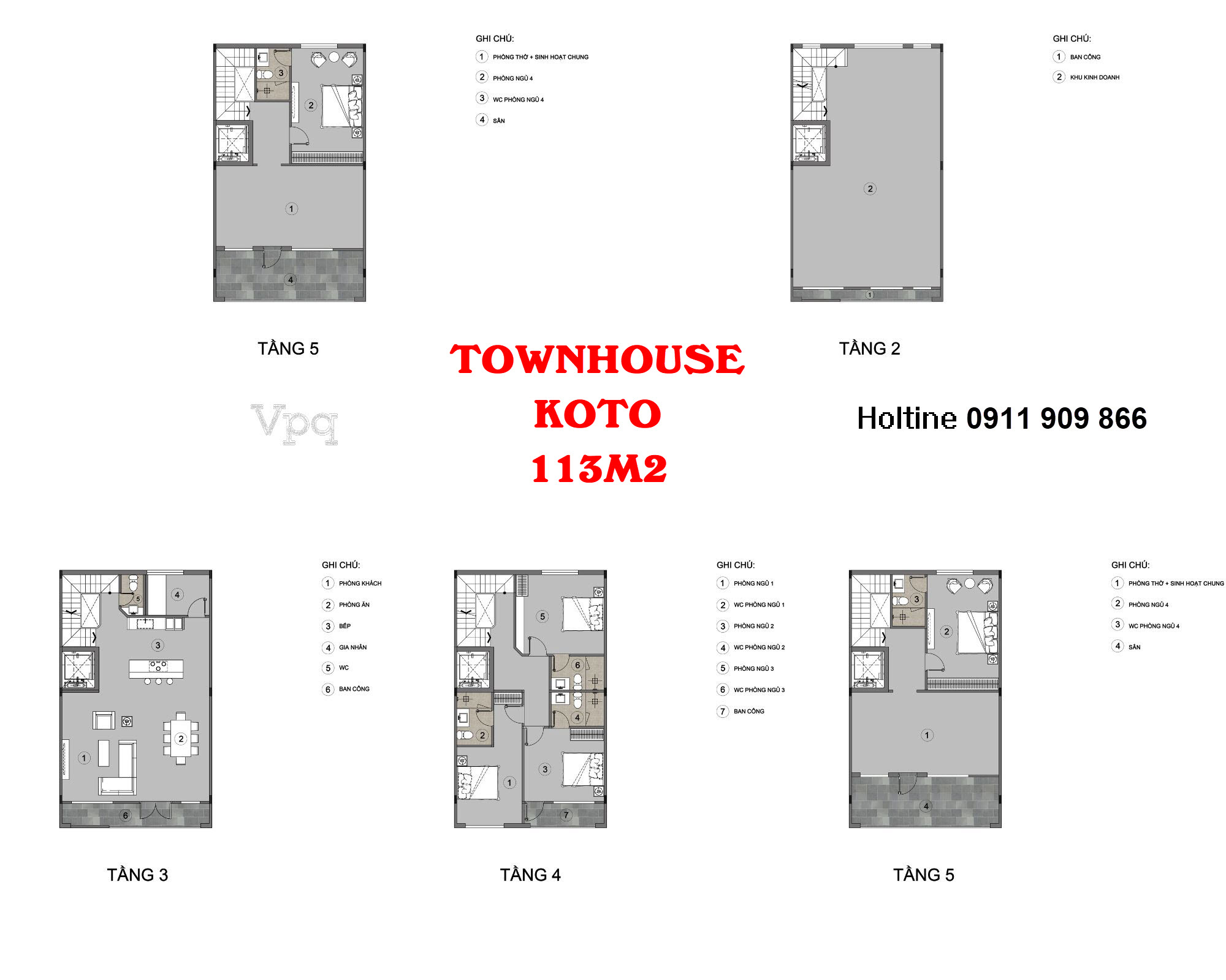 Layout Townhouse Koto diện t&iacute;ch điển h&igrave;nh 113m2