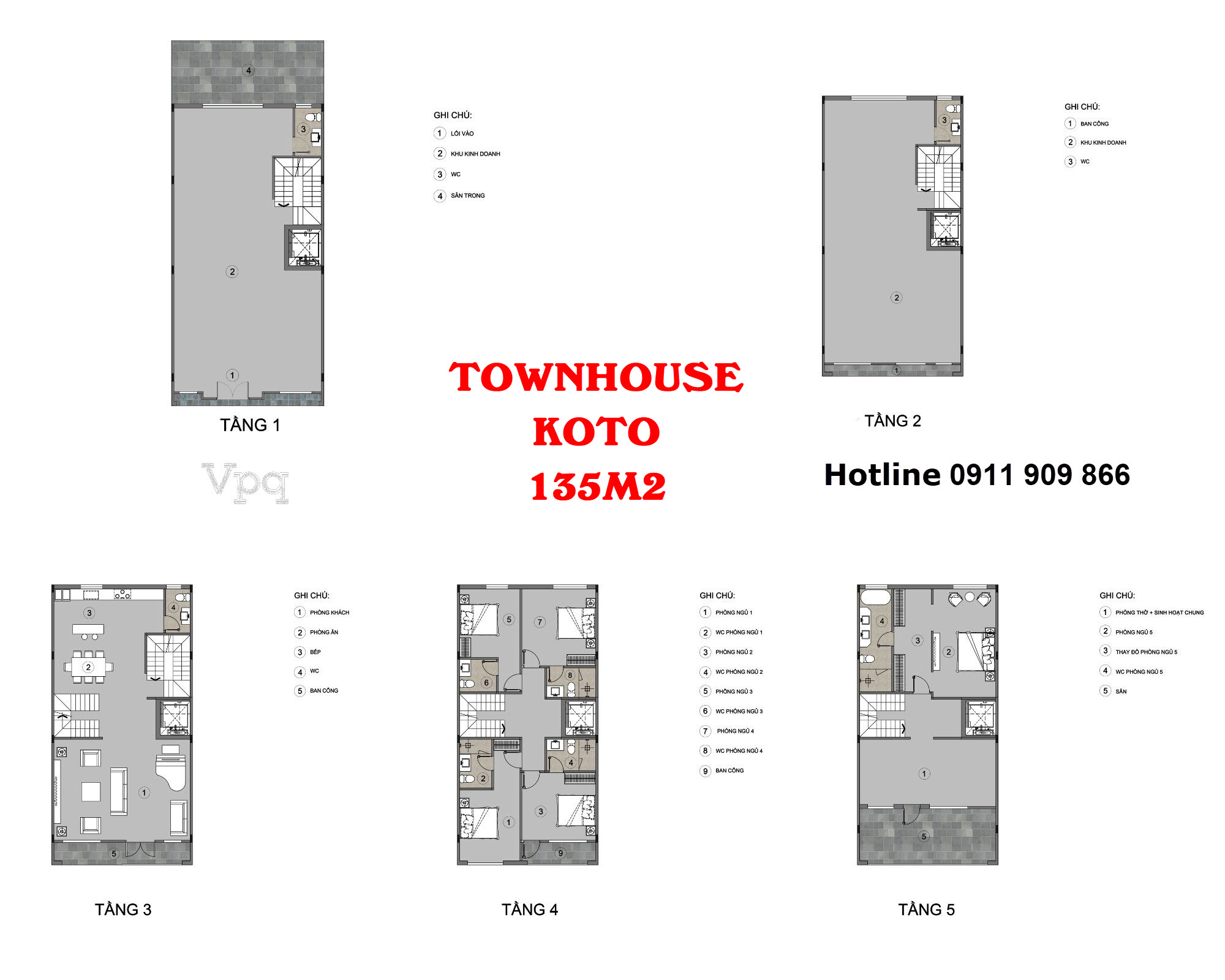 Layout Townhouse Koto diện t&iacute;ch điển h&igrave;nh 135m2