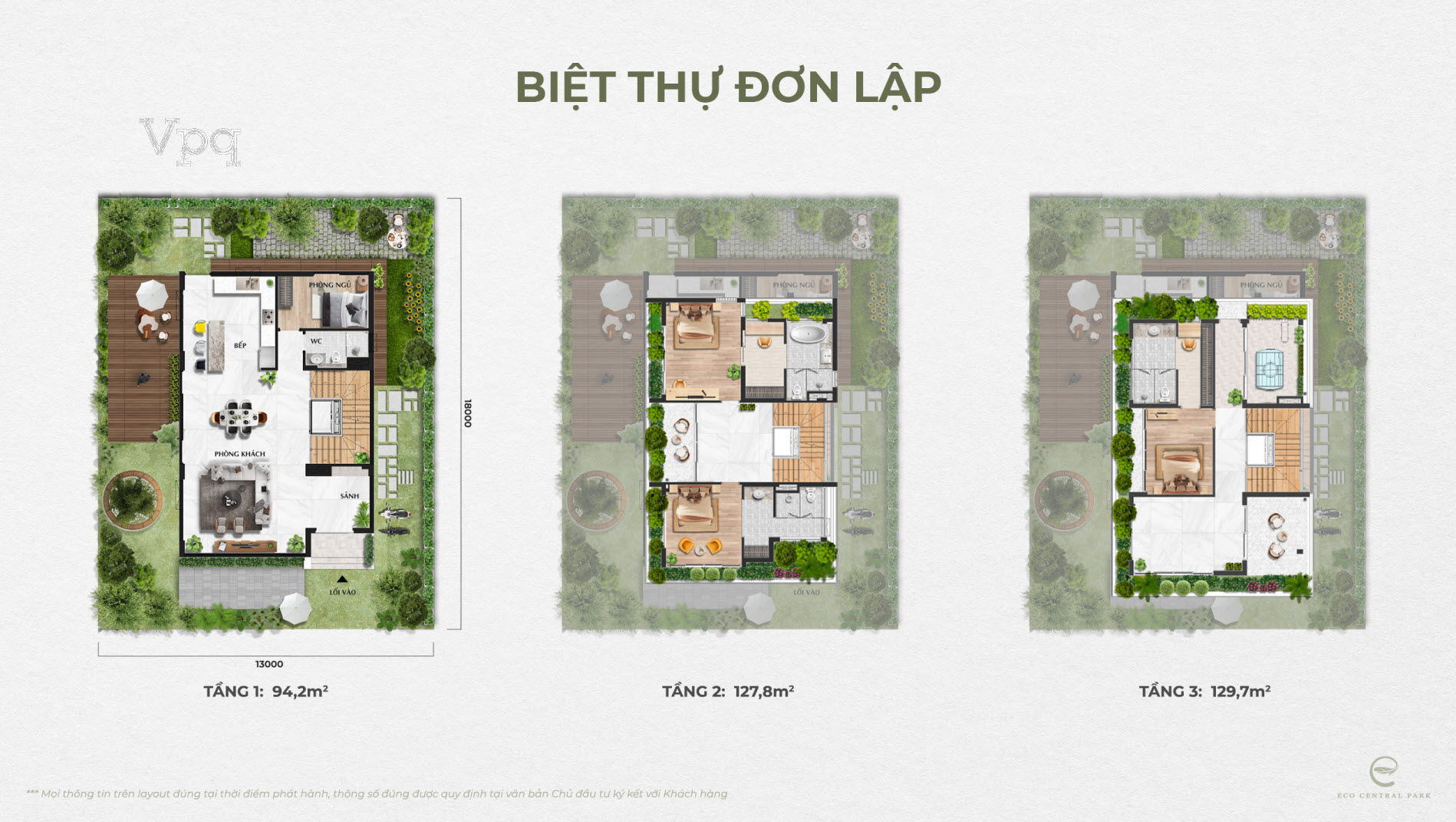 Mạt bằng biệt thự đơn lập The Garden Eco Central Park Vinh