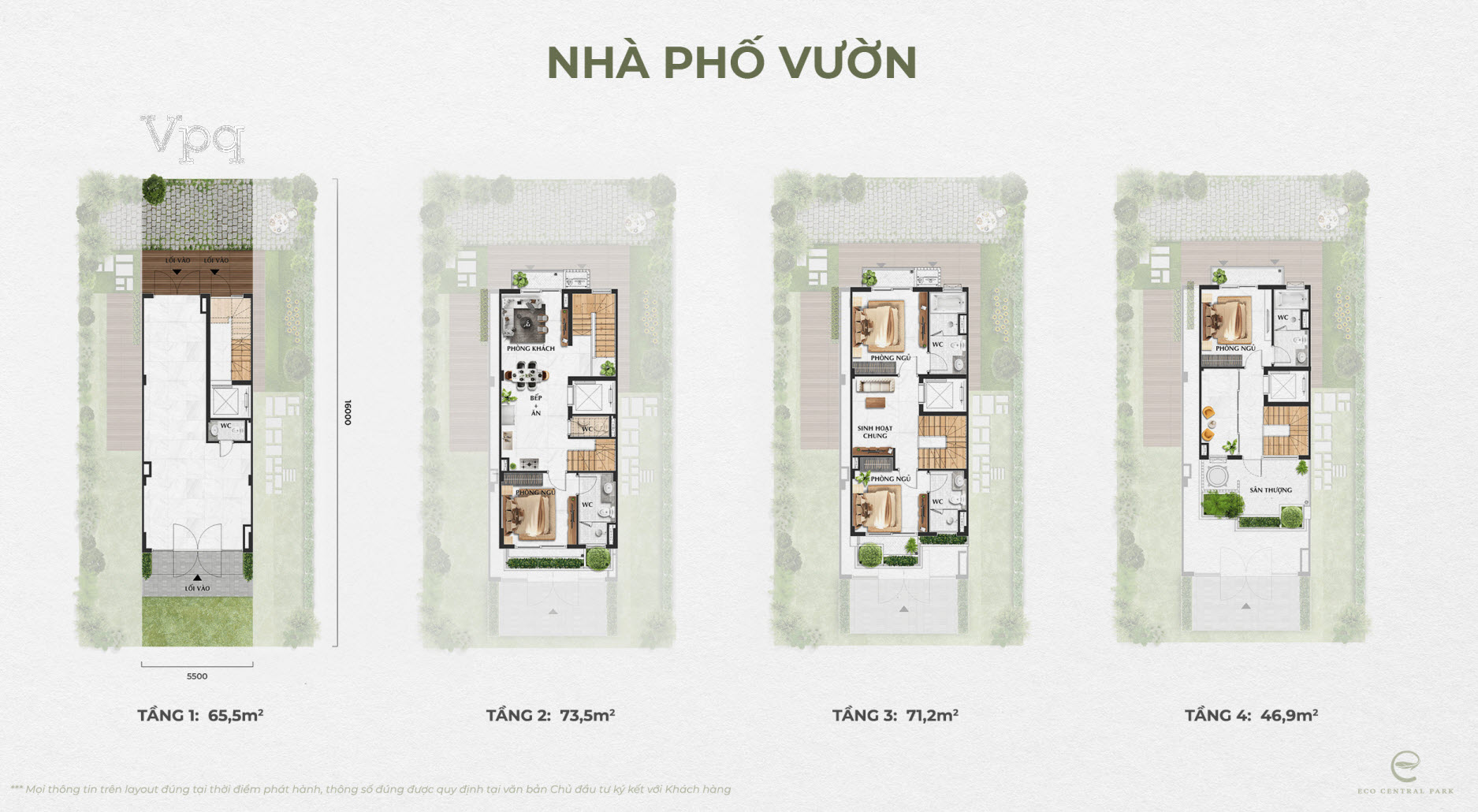 Layout thiết kế nh&agrave; phố vườn The Garden Eco Central Park Vinh
