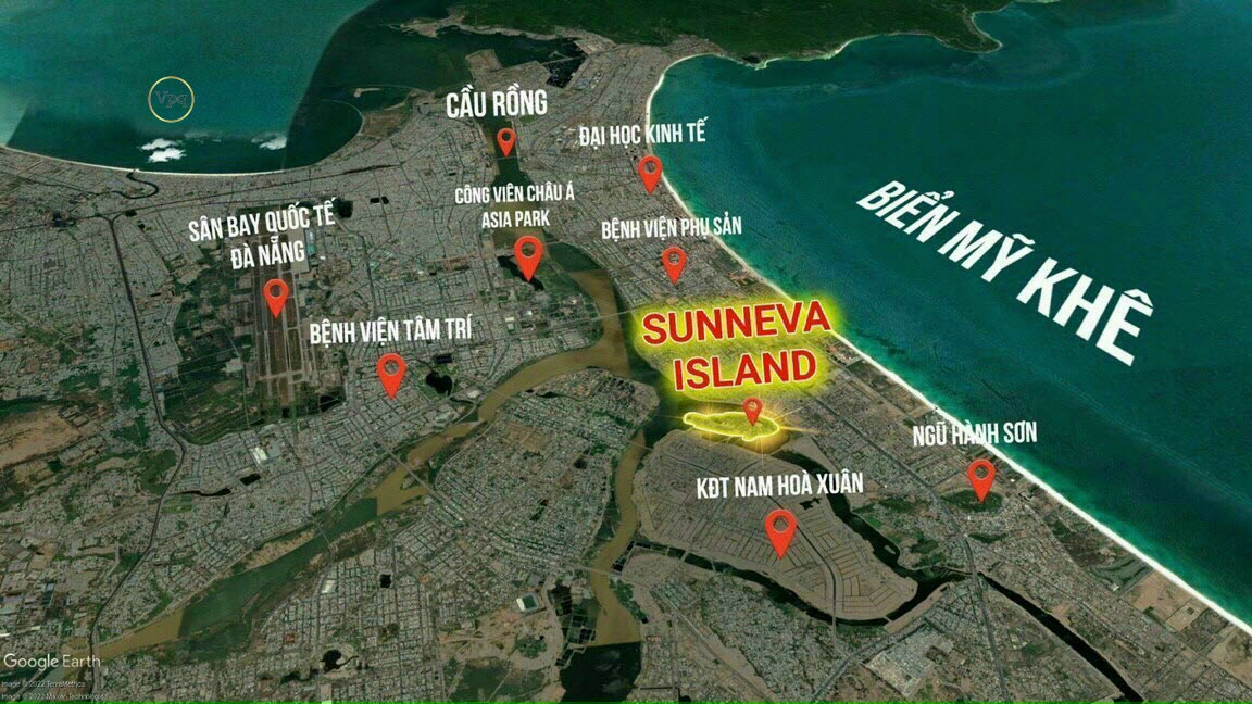 Vị tr&iacute; Sun Island Đảo Đồng N&ograve; kết nối giao th&ocirc;ng của Đ&agrave; Nẵng