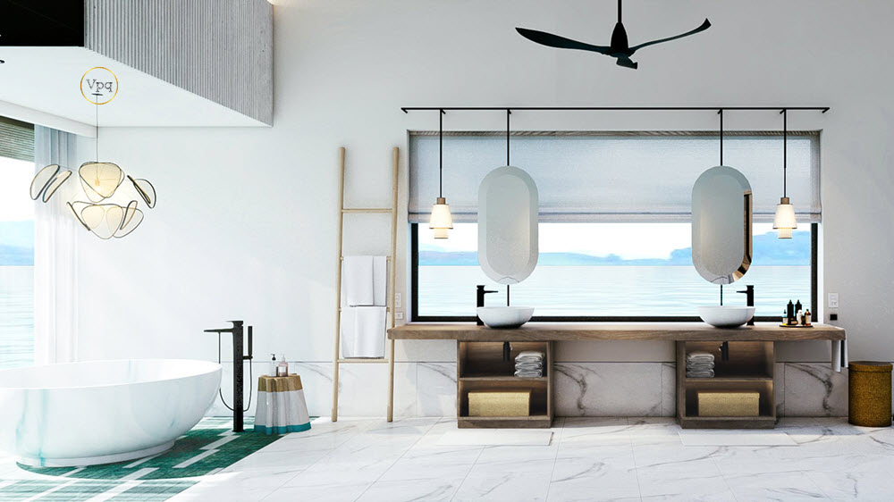 Phối cảnh ph&ograve;ng tắm biệt thự LUXNAM* Ph&uacute; Quốc