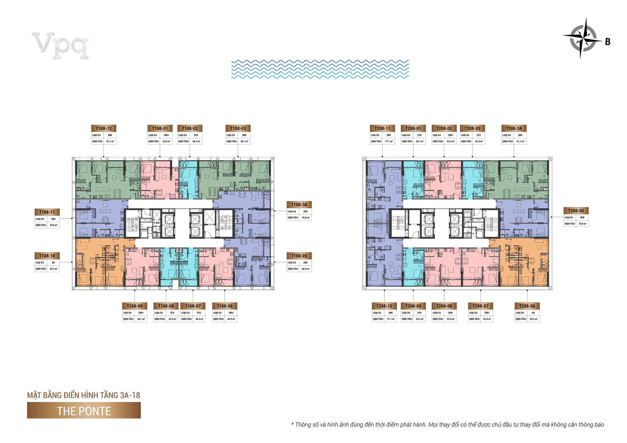 Mặt bằng tầng điển hình 3A-18 Sun Ponte Residence