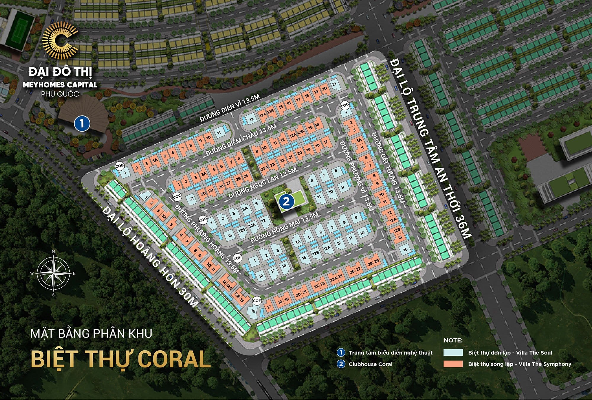 Mặt bằng phân khu biệt thự Coral Hawaii