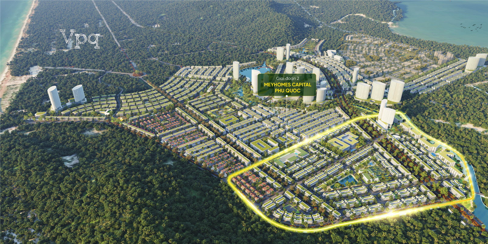 Tổng quan vị trí giai đoạn 2 Meyhomes Capital Phú Quốc