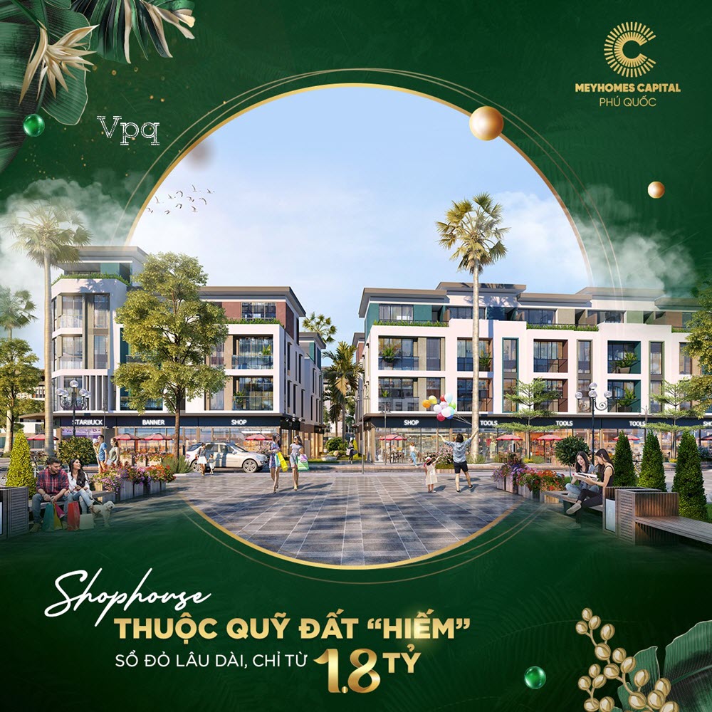 Phối cảnh Shophouse Rosada Meyhomes Capital Phú Quốc