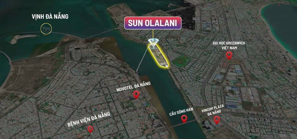 Vị trí Sun Olalani Đà Nẵng tại Sông Hàn
