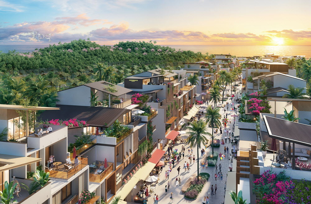 Phối cảnh những căn shophouse Paradise Walk Hòn Thơm