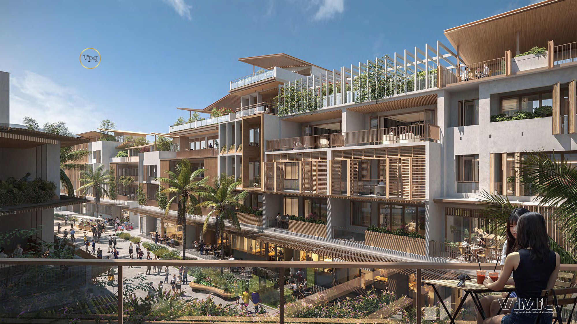 Phối cảnh shophouse Paradise Walk Đảo Thiên Đường