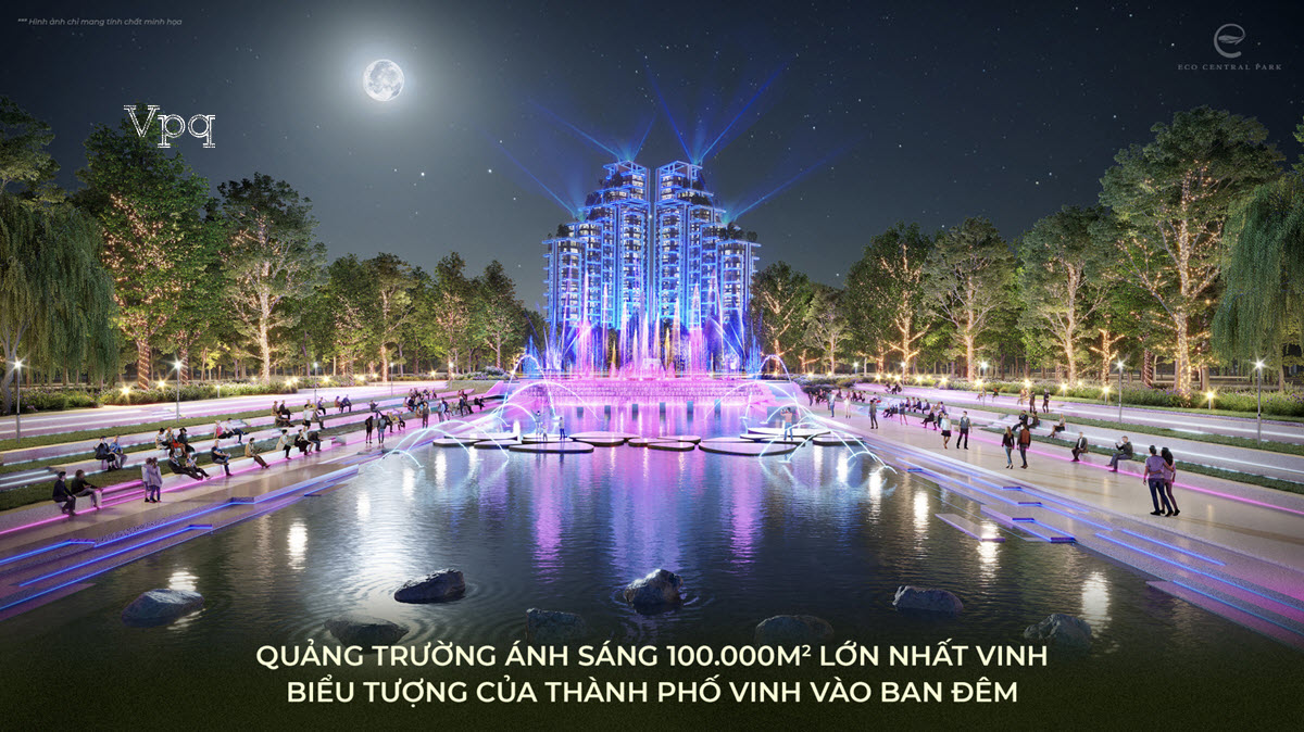 Quang trường &aacute;nh s&aacute;ng 100.000m2 lớn nhất th&agrave;nh phố Vinh