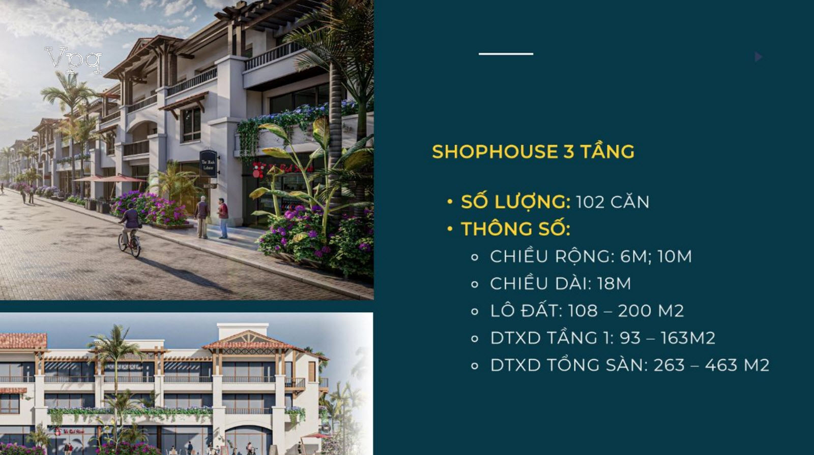 Phối cảnh Shophouse 3 tầng Sun Riva Vista