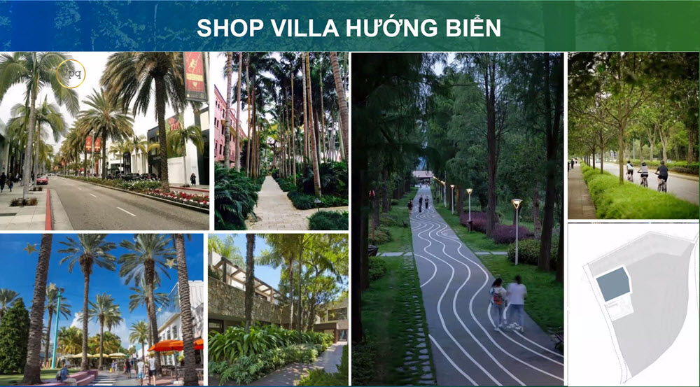 Cảnh quan nội khu của Shop Villa The Avenue hướng biển