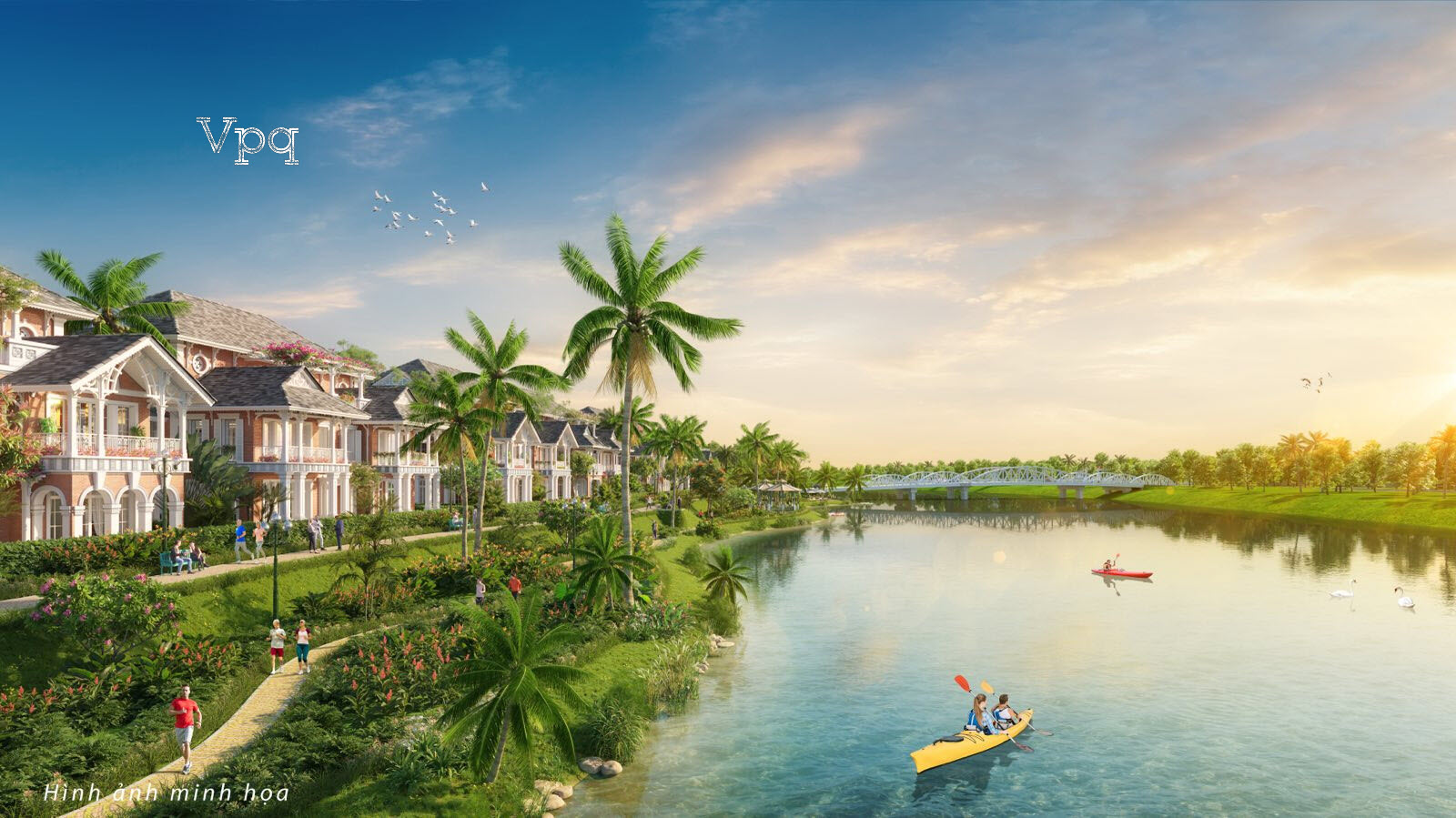 Phối cảnh tiện &iacute;ch c&ocirc;ng vi&ecirc;n ven sống Sunneva Island