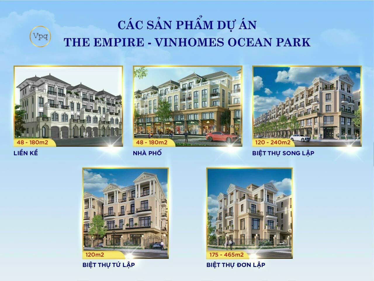 Các sản phẩm của dự án The Empire Vinhomes Ocean Park Hưng Yên