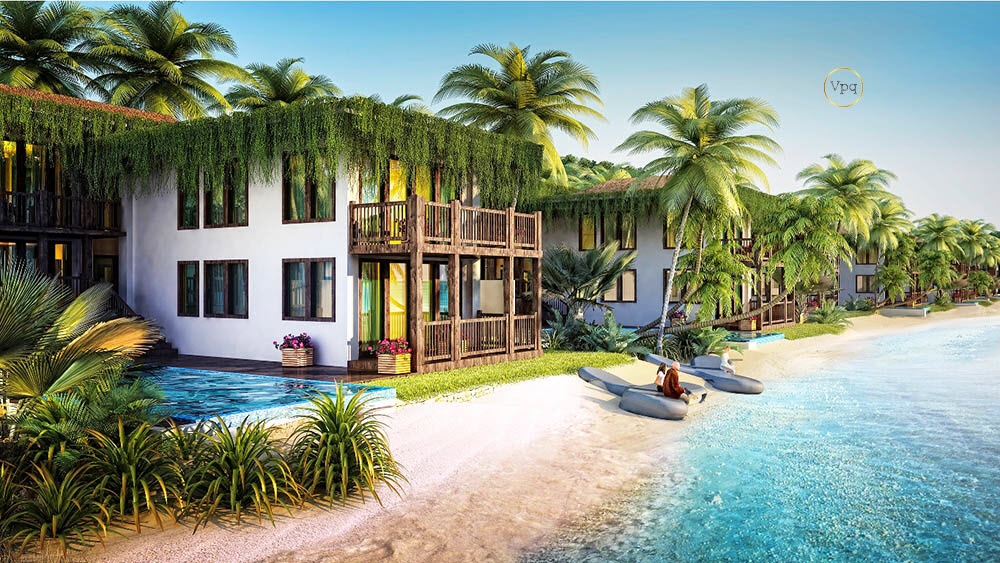 Phối cảnh biệt thự s&aacute;t biển với diện t&iacute;ch 615 - 2200 m2 tại Premier Village Phu Quoc Resort