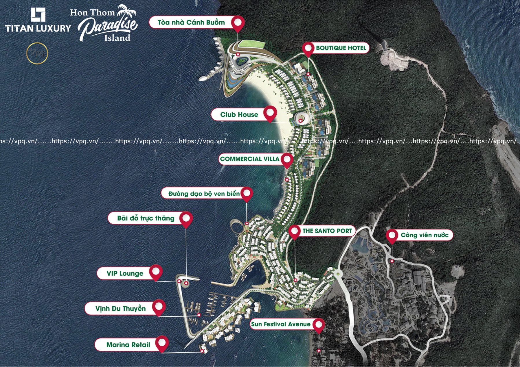 Hệ sinh thái tiện ích của hơp phần Sun Iconic Hub - Hon Thom Paradise Island