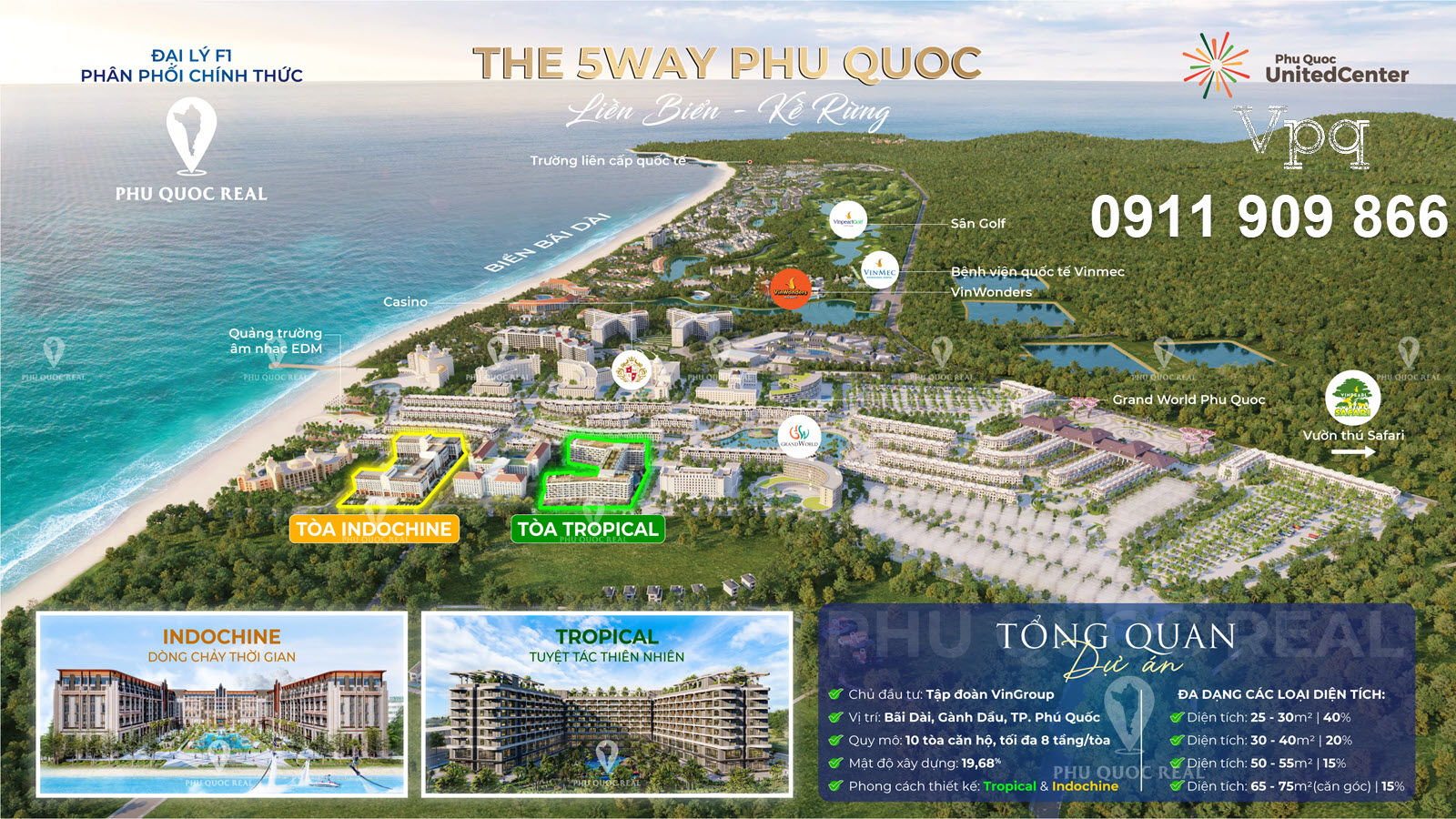 2 t&ograve;a th&aacute;p căn hộ The 5Way Phu Quoc ra mắt đầu ti&ecirc;n đ&oacute; l&agrave; Indochine v&agrave; Tropical