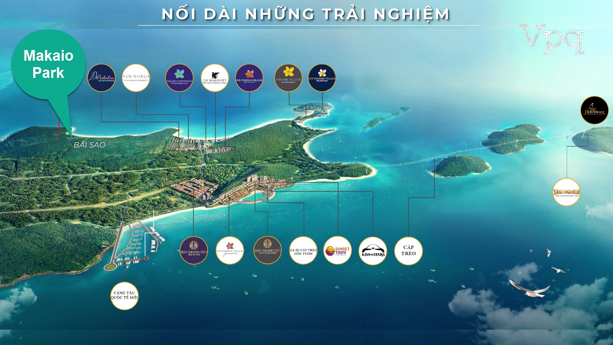 Vị tr&iacute; dự &aacute;n Makaio Park trong hệ sinh th&aacute;i Sun Group Nam Ph&uacute; Quốc