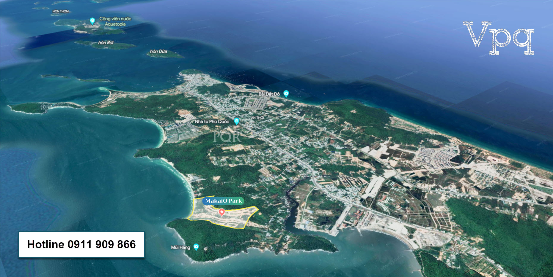 Vị tr&iacute; Makaio Park tại B&atilde;i Sao Ph&uacute; Quốc