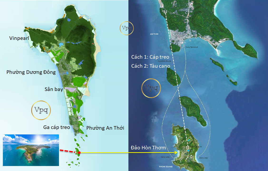 Vị trí Đảo Thiên Đường Hòn Thơm thuộc quần đảo An Thới ở phía nam Phú Quốc