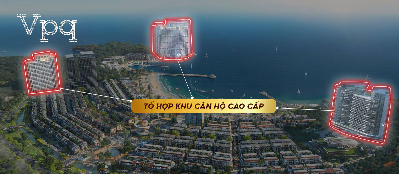 Phối cảnh vị trí các tòa căn hộ Sun Cát Bà