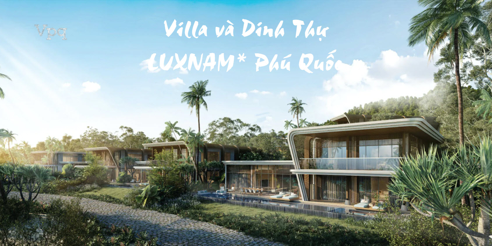 Phối cảnh dinh thự hướng biển có hồ bơi riêng sang trọng, tinh tế của LUXNAM* Ph&uacute; Quốc