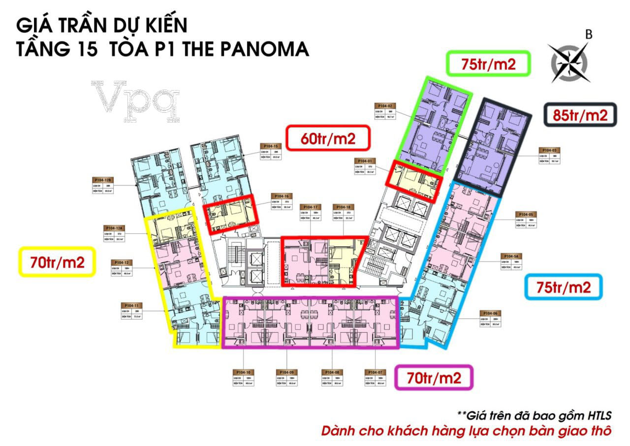 Gi&aacute; trần dự kiến căn hộ P1 The Panorama