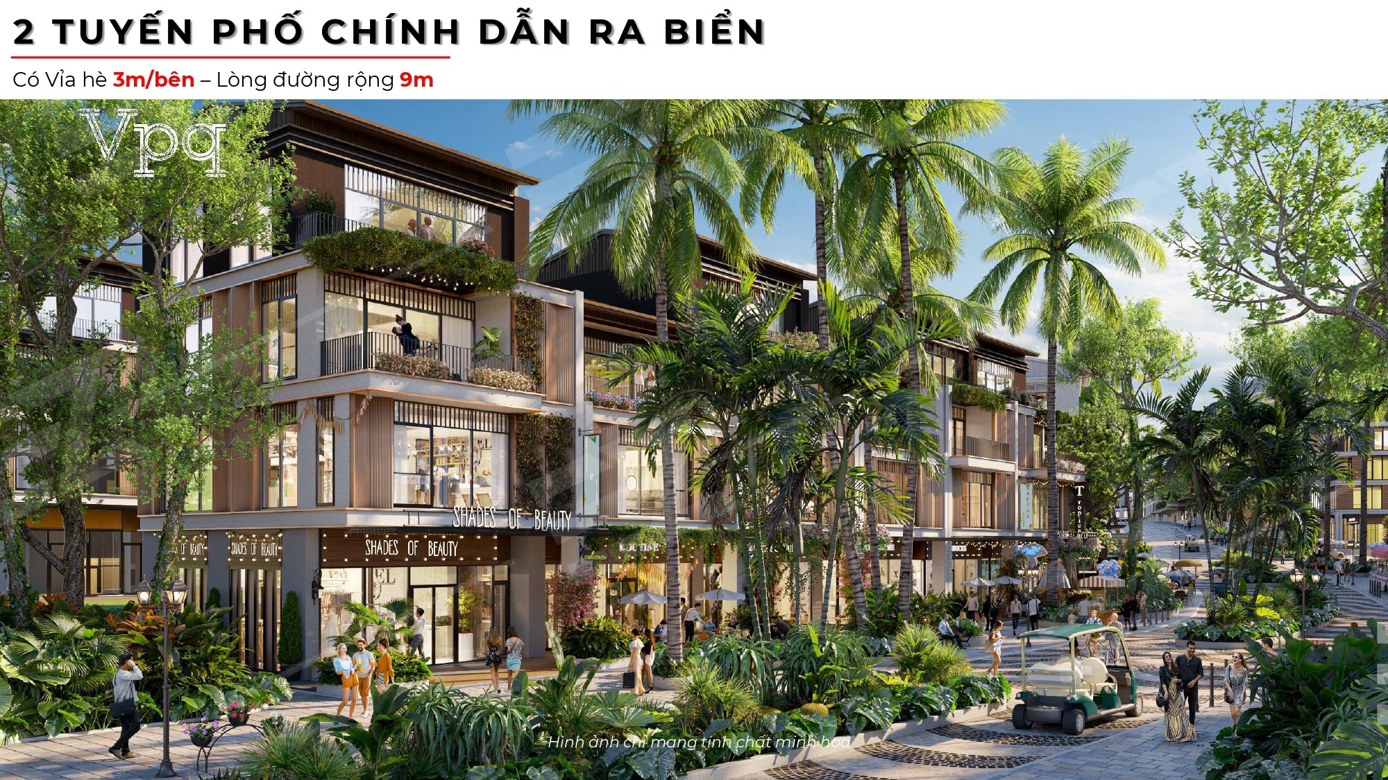 Tuyến phố ch&iacute;nh dẫn ra biển c&oacute; Vỉa h&egrave; 3m/b&ecirc;n - L&ograve;ng đường rộng 9m