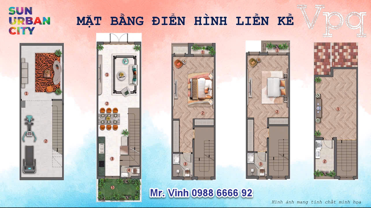 Layout điển h&igrave;nh căn liền kề mặt tiền 4m