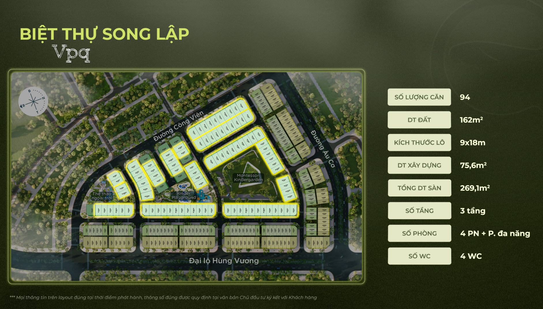 Mặt bằng biệt thự song lập ph&acirc;n khu The Garden Eco Central Park