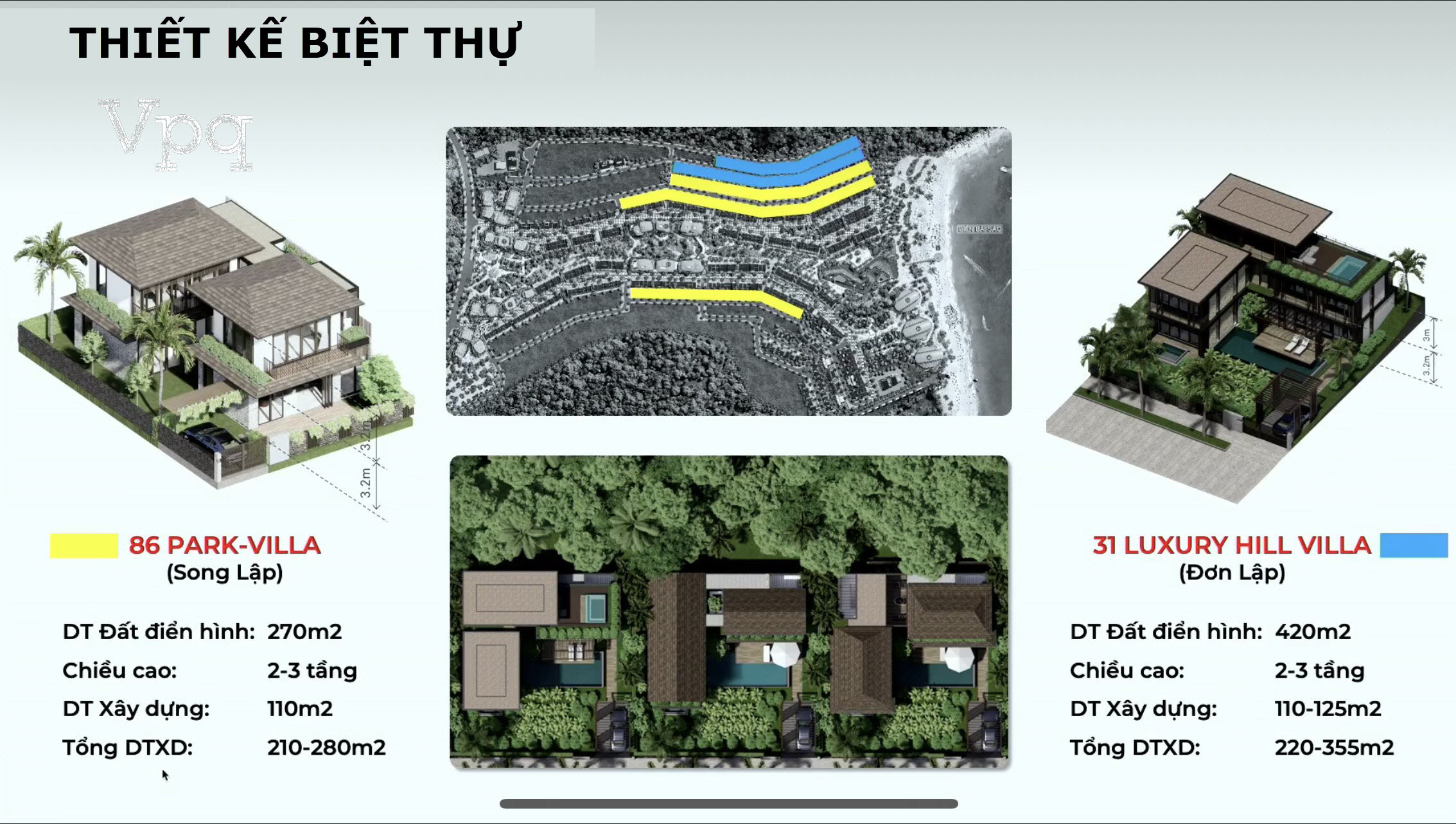 Thiết kế m&aacute;i Luxury Hill Villa v&agrave; Park Villa
