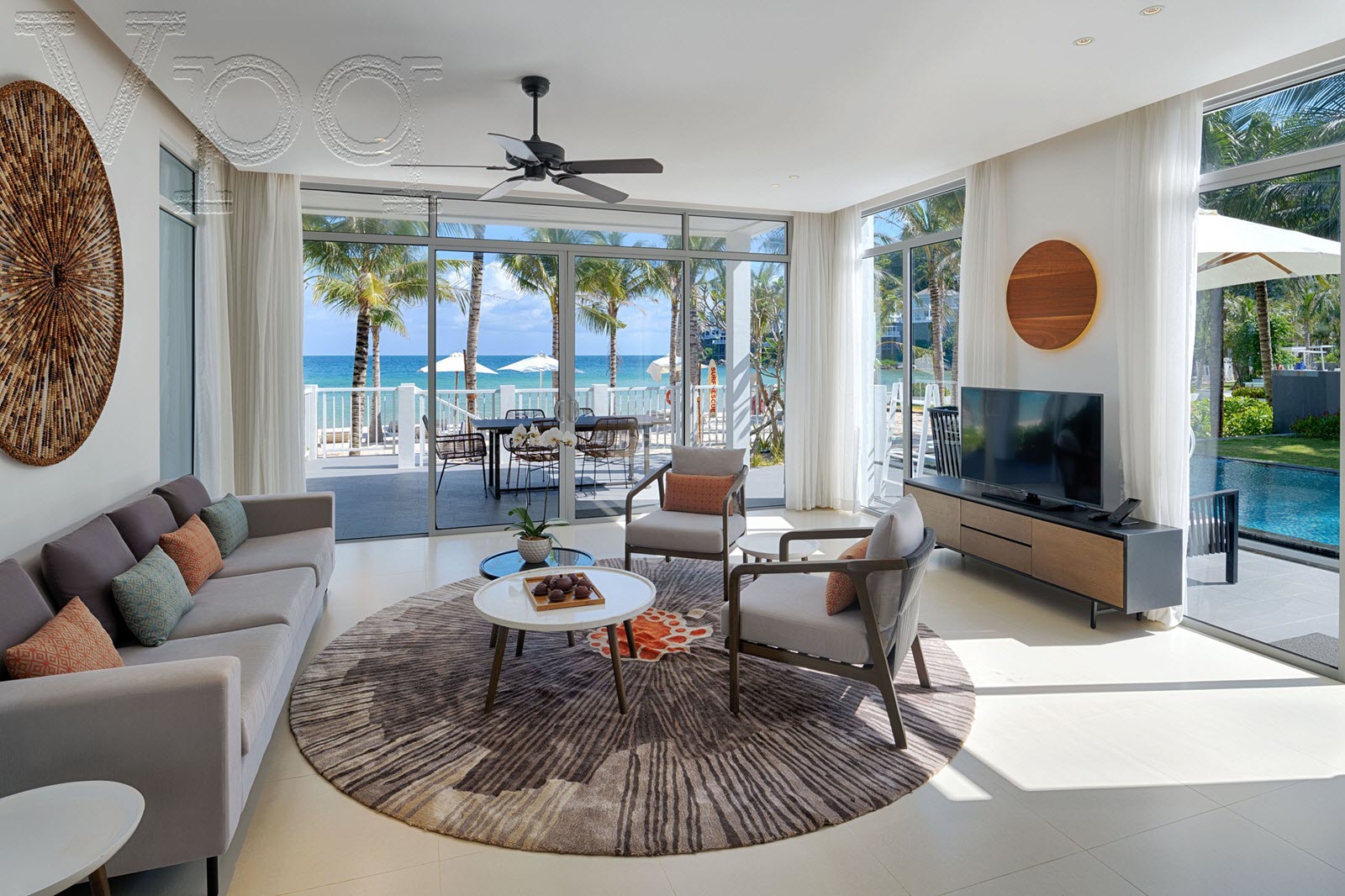 Ph&ograve;ng kh&aacute;ch biệt thự s&aacute;t biển Premier Village Phu Quoc