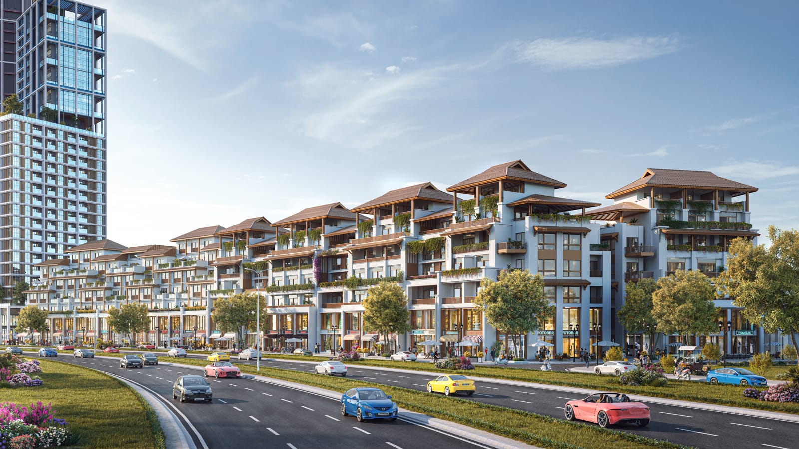 Phối cảnh những căn Townhouse dự &aacute;n Sun Cosmo Residence