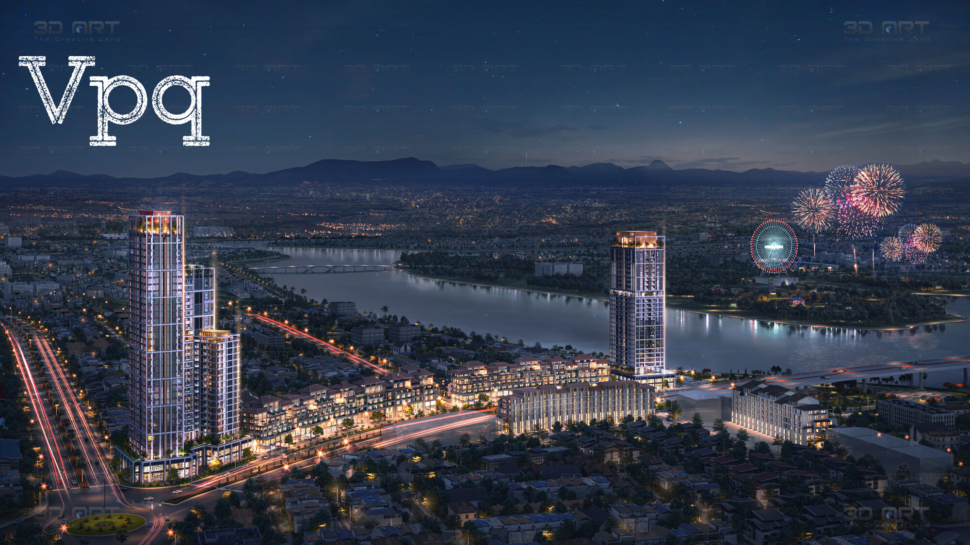 Phối cảnh Sun Cosmo Residence về đ&ecirc;m