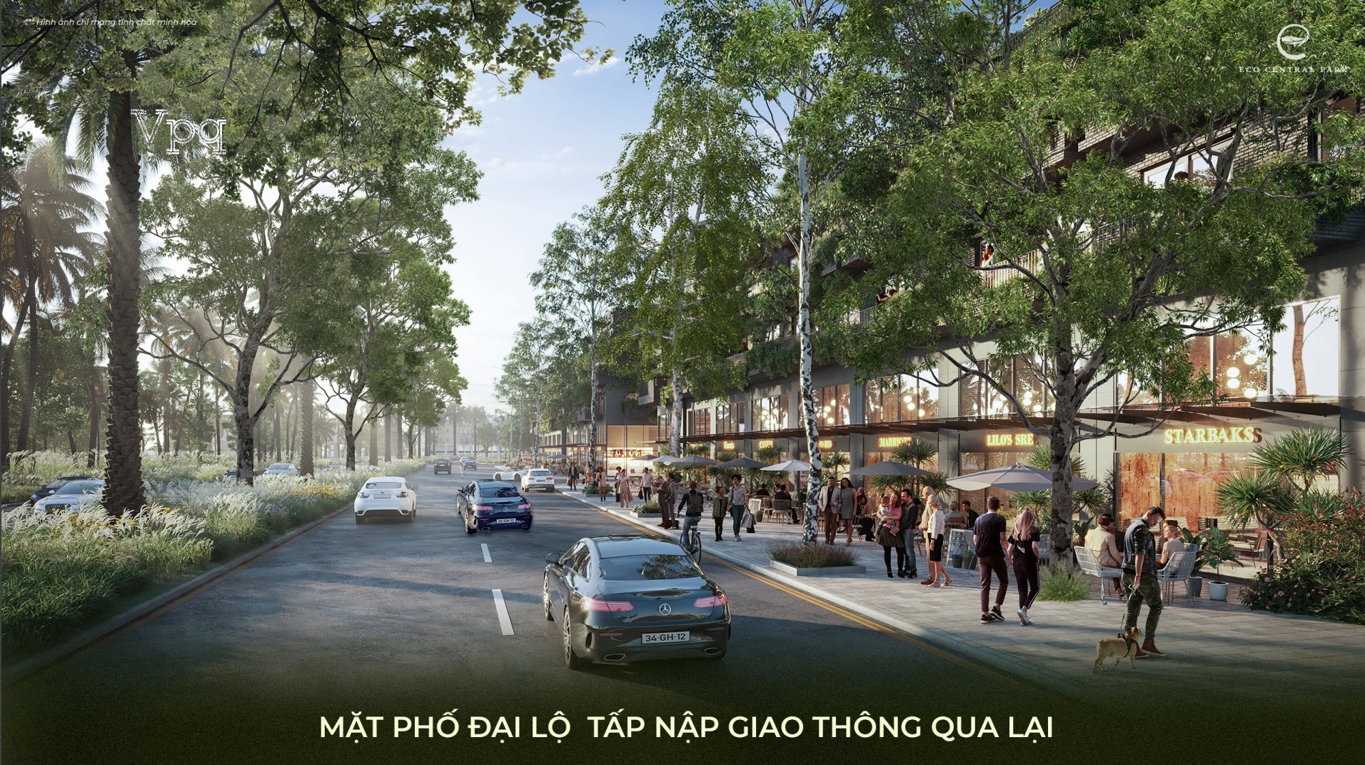 Phối cảnh nh&agrave; phố đại lộ The Garden Eco Central Park