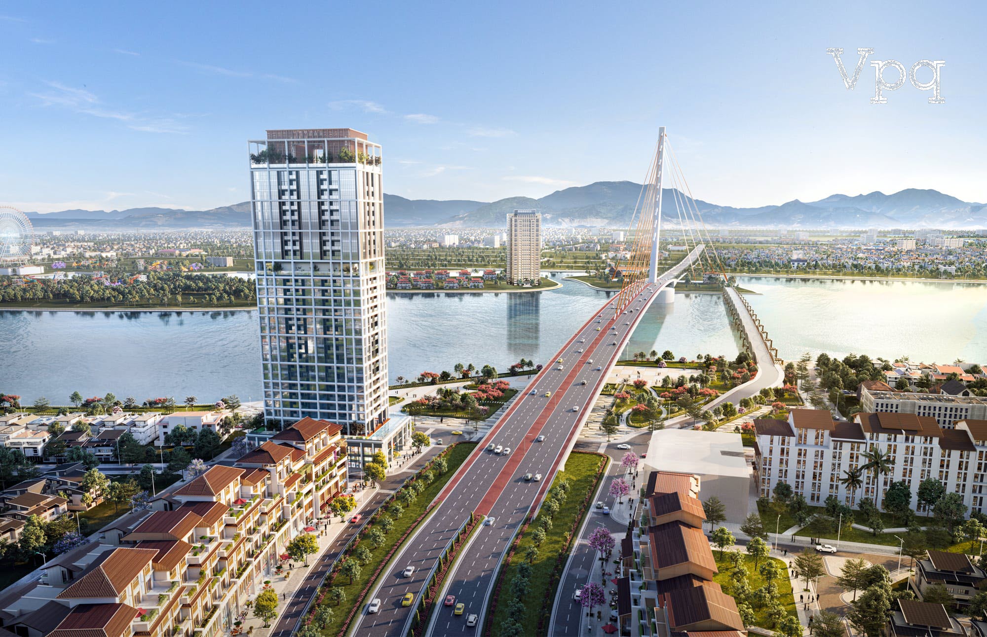 Phối cảnh căn hộ chung cư Sun Cosmo Residences view s&ocirc;ng h&agrave;n