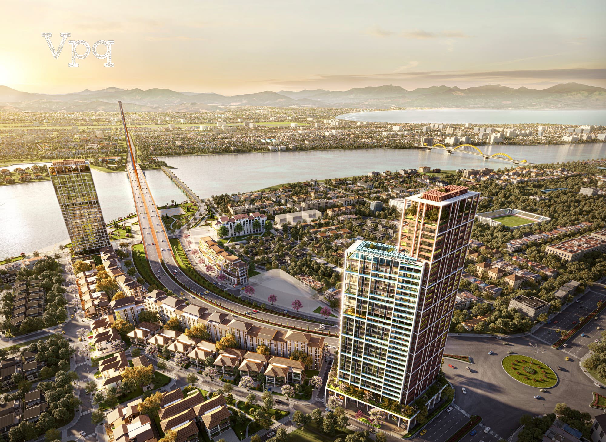 Phối cảnh ph&acirc;n khu thấp tầng Sun Cosmo Residences Đ&agrave; Nẵng