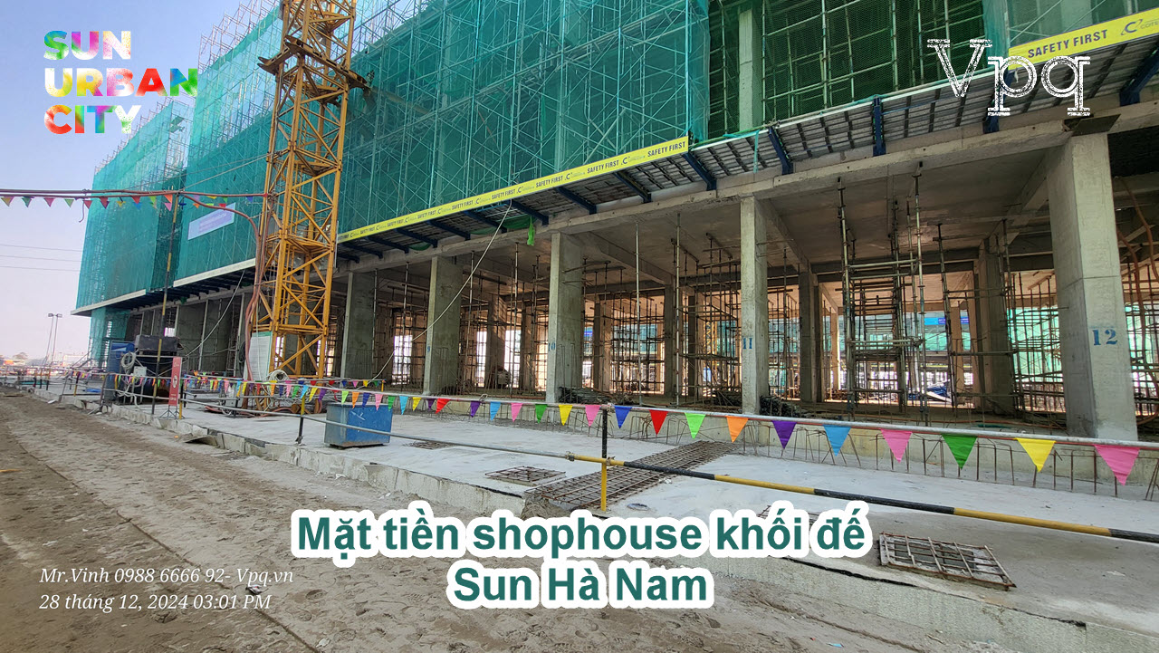 Mặt tiền của Shophouse khối đế chung cư Sun H&agrave; Nam