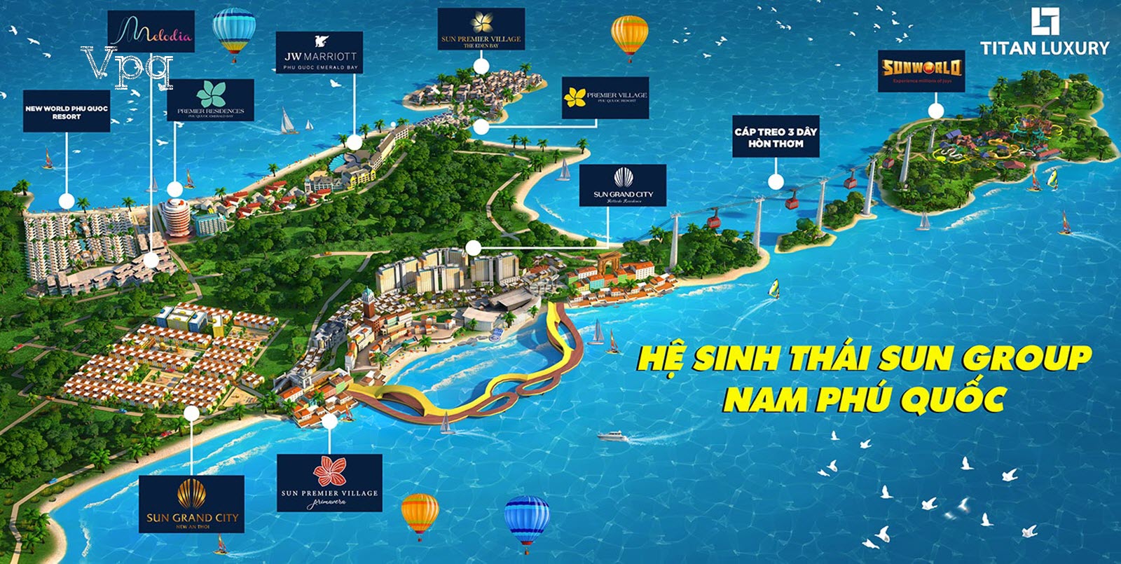 Vị tr&iacute; dự &aacute;n Sun Premier Village The Eden Bay trong hệ sinh th&aacute;i Sun Group Ph&uacute; Quốc