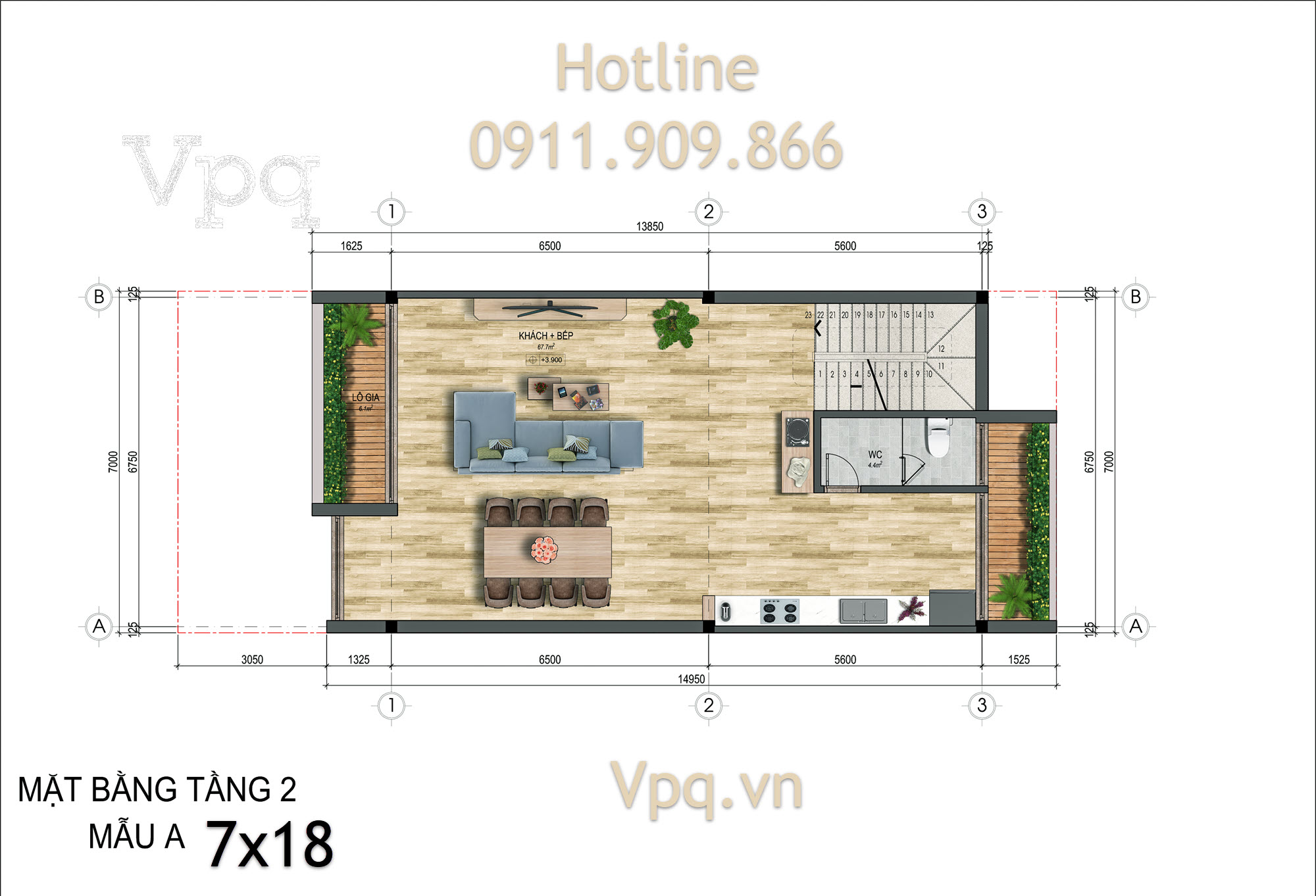 Mặt bằng tầng 2 Shophouse Flamingo Golden Hill Hà Nam