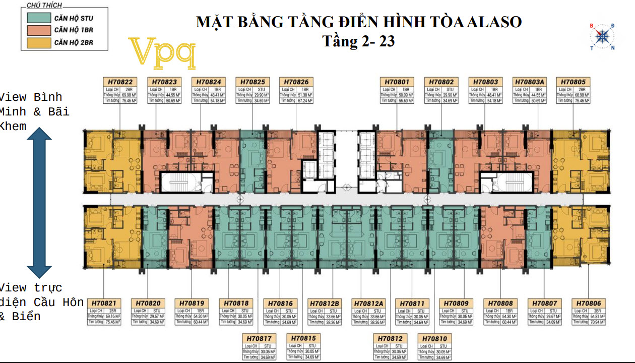 Mặt bằng căn hộ The Sun (T&ograve;a &ocirc;ng Thạch)