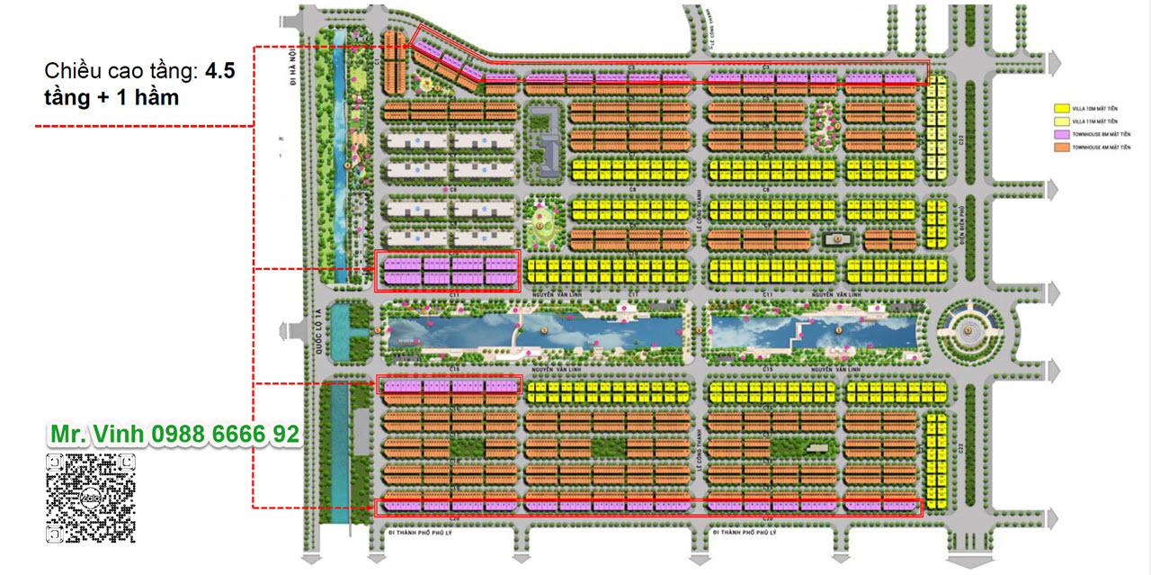 Vị tr&iacute; Townhouse mặt tiền 8m Sun Urban City