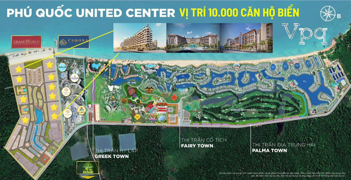 Vị tr&iacute; căn hộ The 5way trong si&ecirc;u quần thể Ph&uacute; Quốc United Center