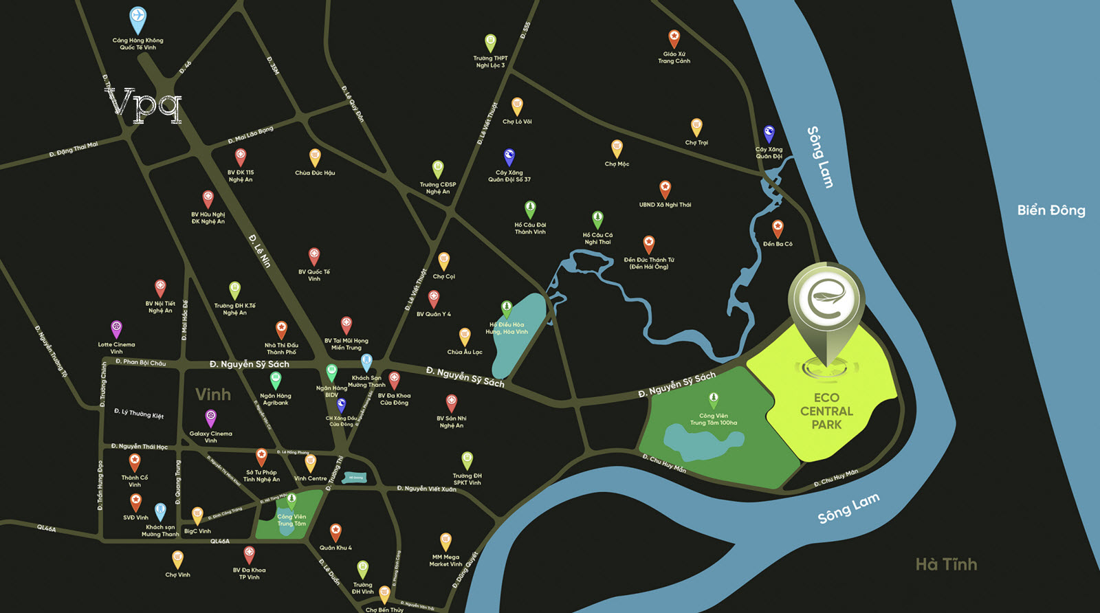 Vị tr&iacute; li&ecirc;n kết v&ugrave;ng từ dự &aacute;n Eco Central Park