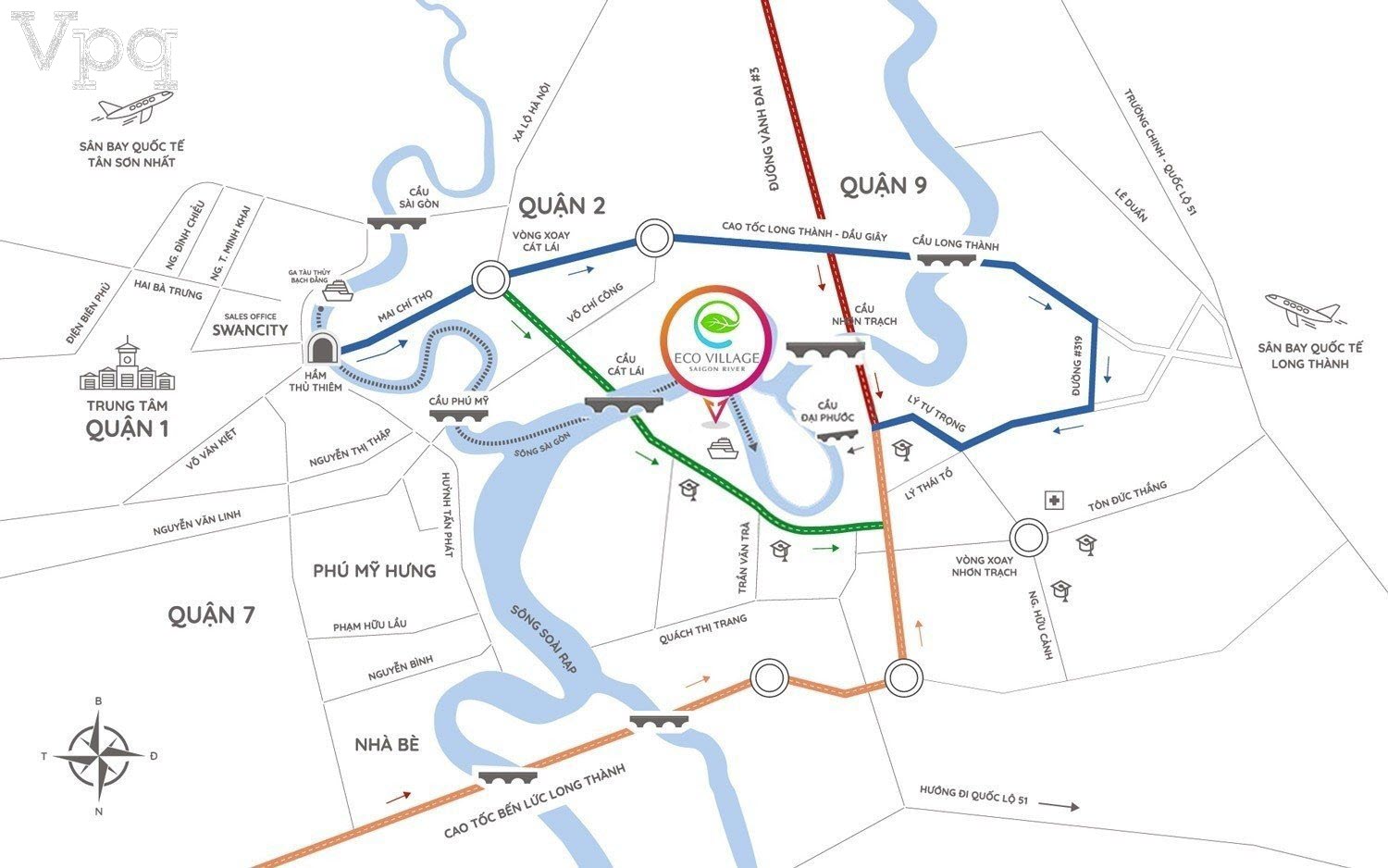 Vị trí liên kết vùng từ Eco Village Saigon River