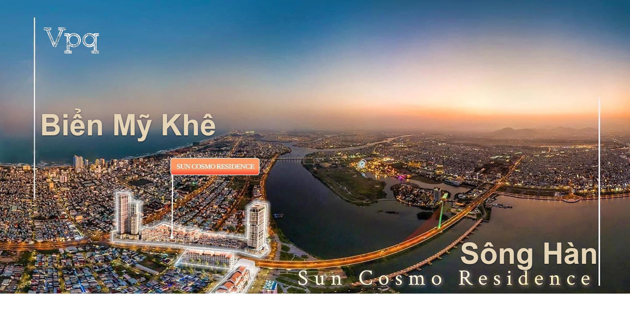 Vị tr&iacute; Sun Cosmo Residence Da Nang tr&ecirc;n phối cảnh