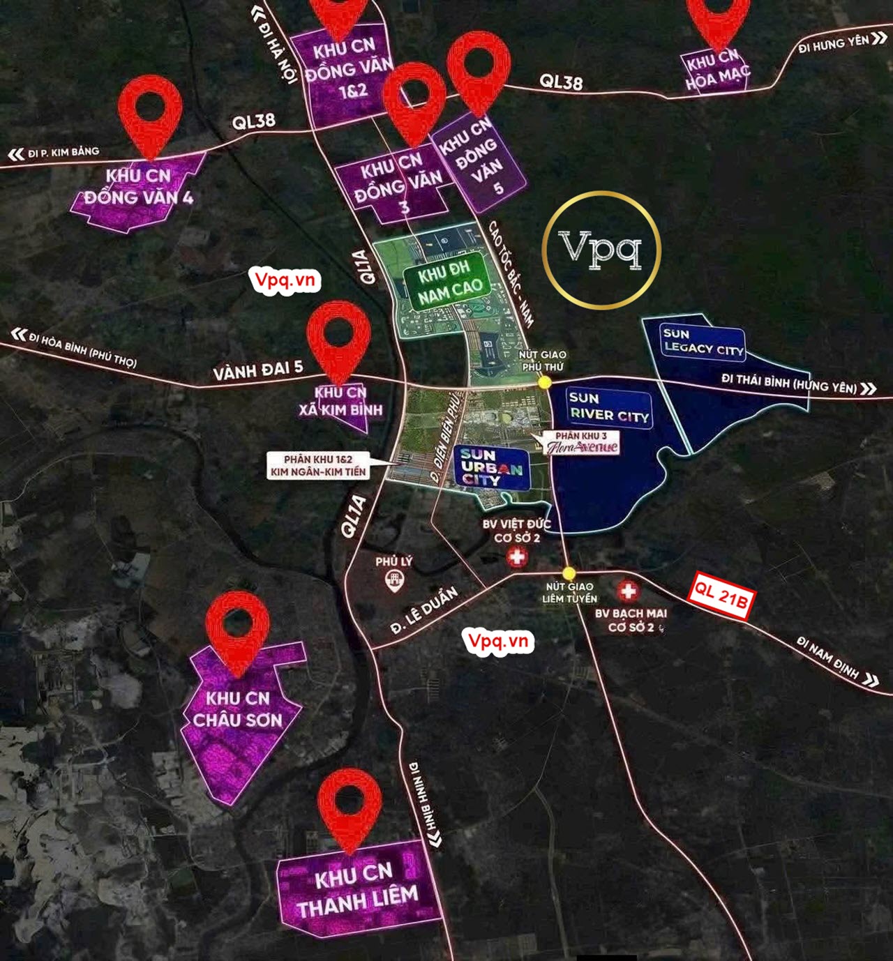 Vị tr&iacute; dự &aacute;n Sun Urban City v&agrave; li&ecirc;n kết v&ugrave;ng